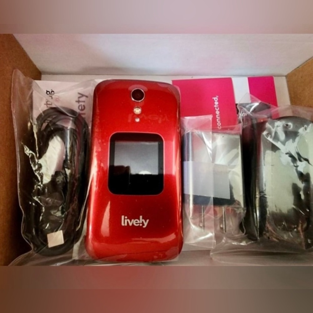 JITTERBUG LIVELY Simple Easy Basic Red Flip Cellular Phone for Seniors